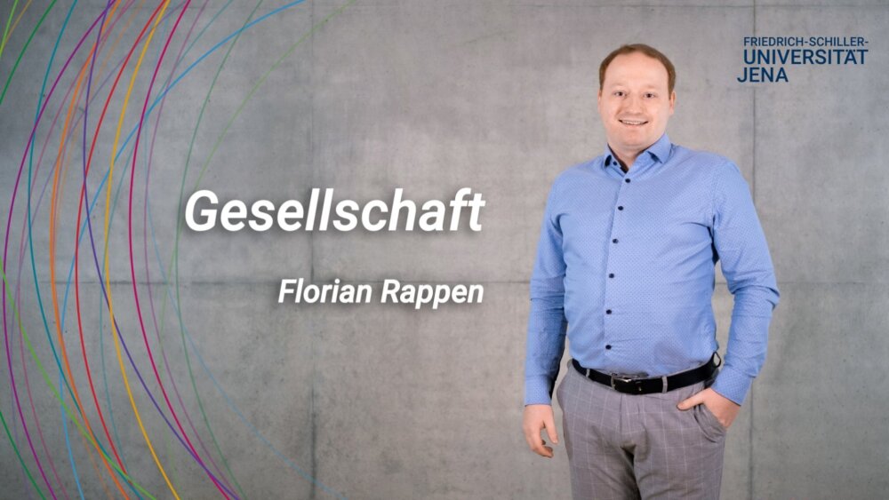 Platzhalterbild — Florian Rappen vor einer grauen Wand, neben ihm steht das Schlagwort Gesellschaft.