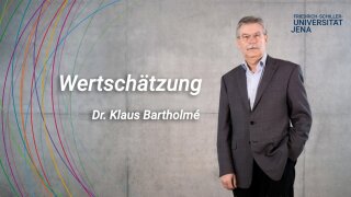 Platzhalterbild — Dr. Klaus Bartholomè vor einer grauen Wand, daneben steht das Schlagwort Wertschätzung..
