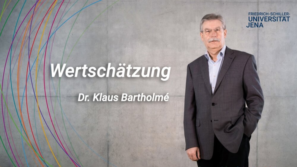 Platzhalterbild — Dr. Klaus Bartholomè vor einer grauen Wand, daneben steht das Schlagwort Wertschätzung..