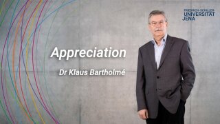 placeholder image — Dr Klaus Bartholomè in front of a grey wall, next to him is the keyword appreciation.