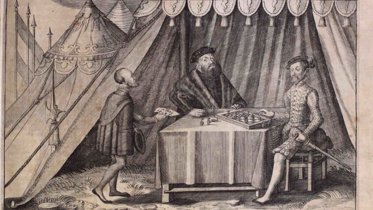 Kurfürst Johann Friedrich I. beim Schachspiel mit Herzog Ernst III. von Braunschweig.