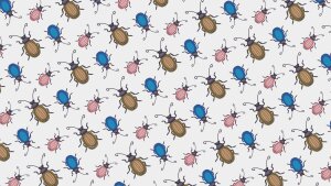 Ein Muster aus vielen bunten Käfern
