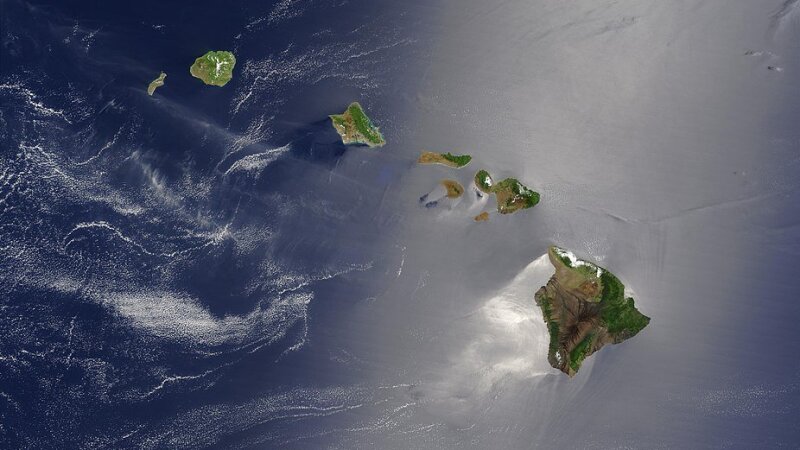 placeholder image — Satellite image of the eight largest islands of Hawaii.