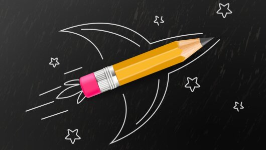 Bleistift dargestellt als eine Rakete