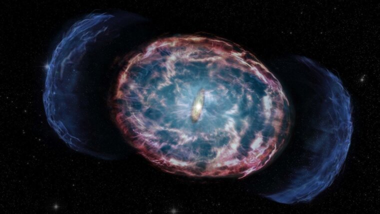 Artist's conception of a kilonova, which occurs after the merger of neutron stars.