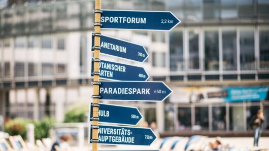 Signpost on the campus in Jena