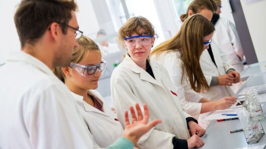 Pupils in a laboratory