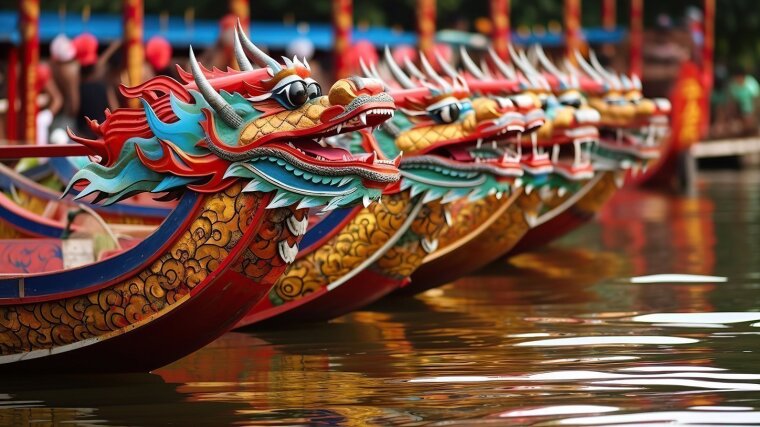 Chinese dragon boats.