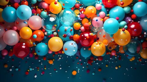 Balloons and decorations in colorful colors
