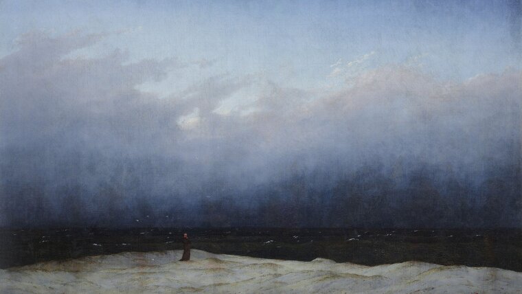 Caspar David Friedrich (1774–1840), Der Mönch am Meer, 1808–1810, Öl auf Leinwand, Staatliche Museen zu Berlin, Alte Nationalgalerie