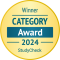 Studycheck-Signet, welches die Uni Jena als Category-Award-Winner 2024 auszeichnet