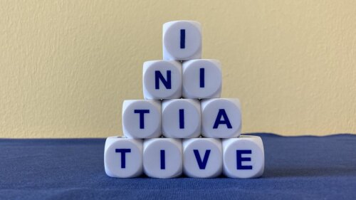 Buchstabenwürfel bilden das Wort "Initiative"