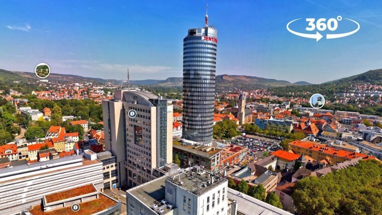 Drohnenaufnahme vom Jenaer Stadtzentrum