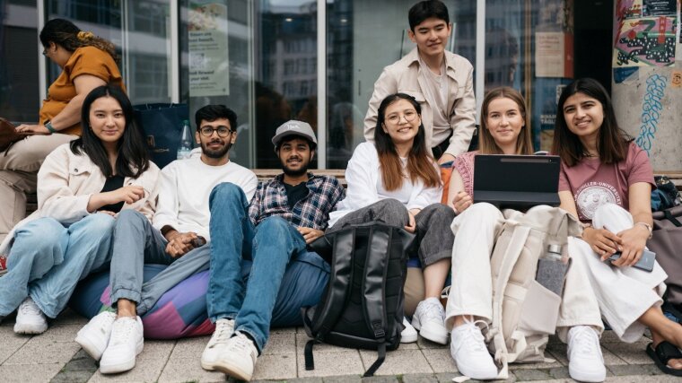 International students on campus.