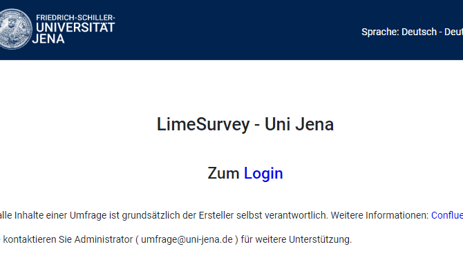 Anmeldung im LimeSurvey