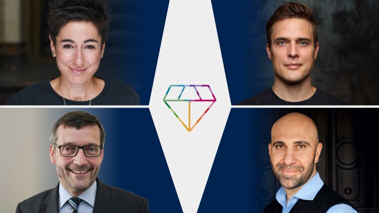 Es diskutieren am 14. November (v.l.o. im Uhrzeigersinn): Dunja Hayali, Constantin Schreiber, Ahmad Mansour, Walter Rosenthal.