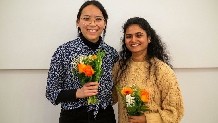 Winners of Three Minute Thesis Competition 2025: Ngoc Dong Nhi Vo and Sayali Sanjay Hanamghar