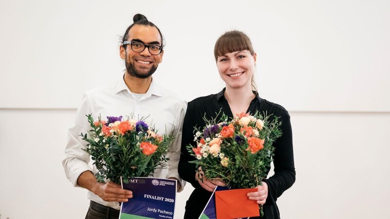 Winners of Three Minute Thesis Competition 2020: Stefanie Wagner and Jordy Pacheco
