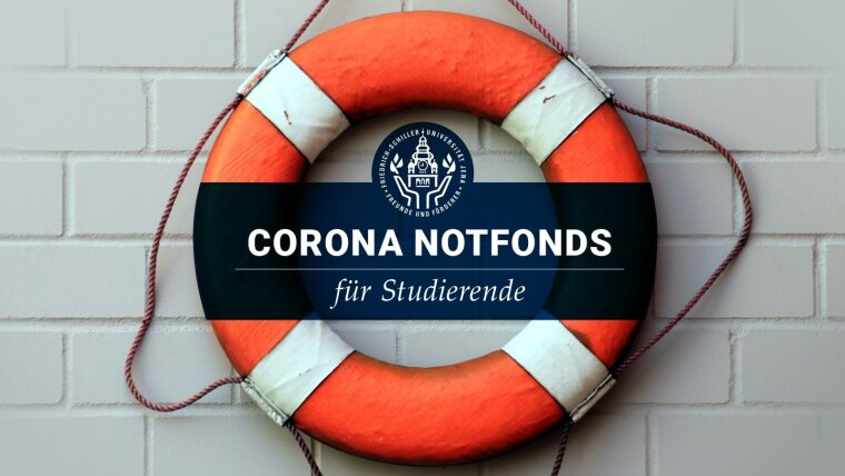 Rescue belt with lettering: Corona Notfonds for students