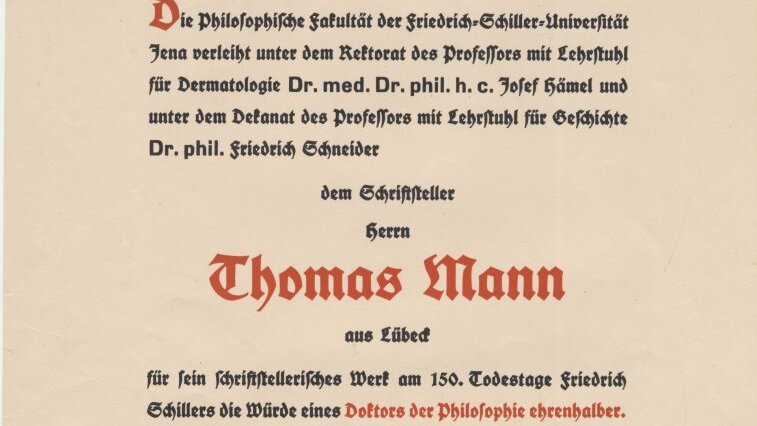 Ehrenpromotionsurkunde Thomas Mann